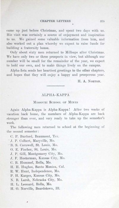 Alpha-Kappa, February 1919